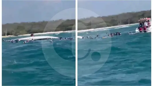 video-|-naufragio-en-cartagena:-lancha-con-mas-de-20-turistas-se-volco-en-medio-de-fuerte-oleaje