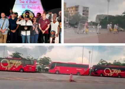 ¿Petro llenó en Barranquilla llevando gente en bus? Esto muestran videos ciudadanos