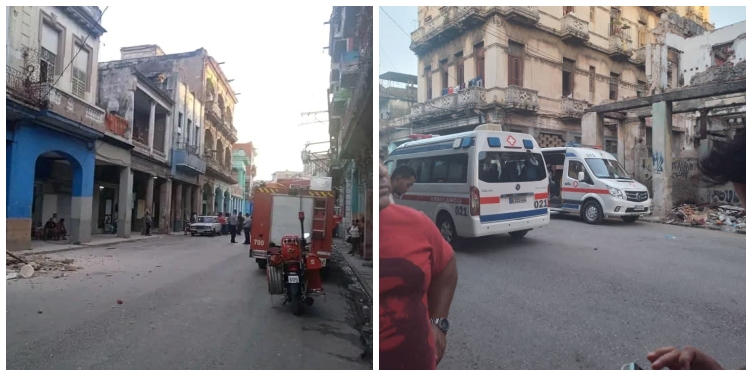 Tres personas atrapadas tras derrumbe de edificio multifamiliar en Habana Vieja
