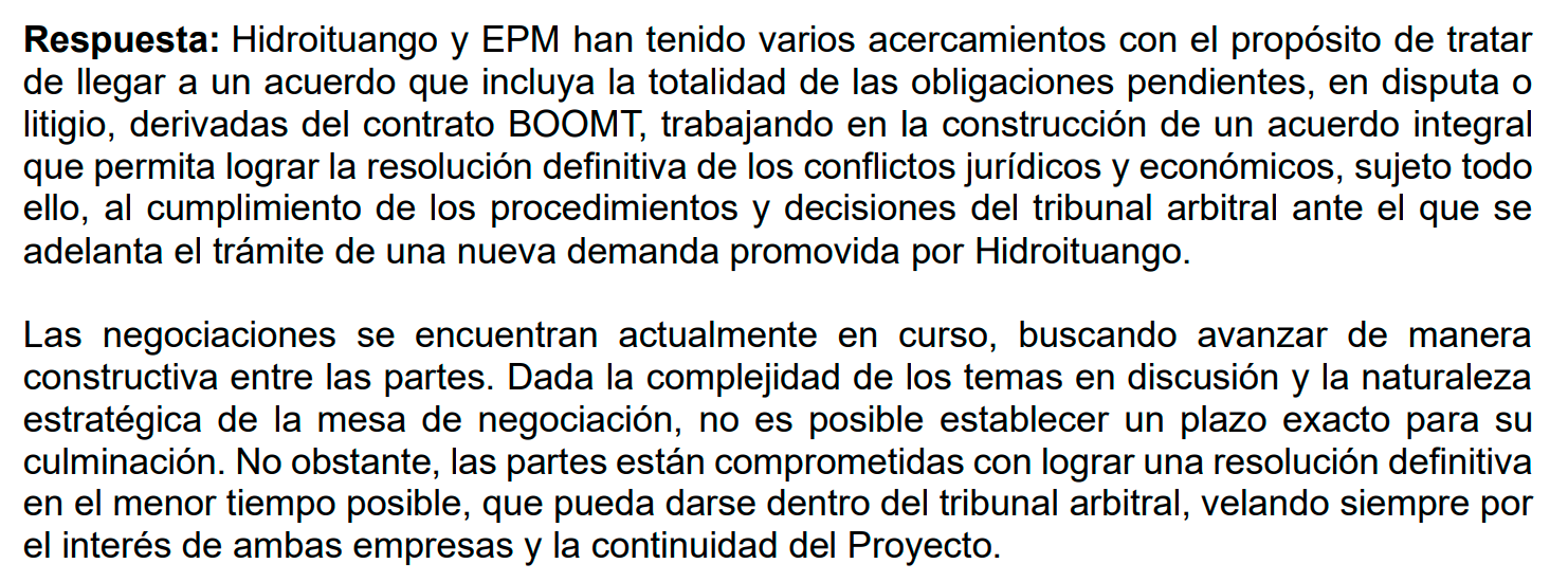Gobernación de Antioquia empezaría a recibir ingresos por Hidroituango de forma anticipada