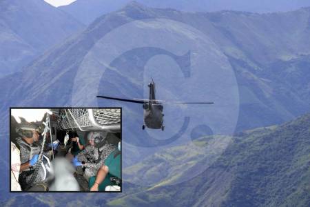 Helicóptero Ángel rescató a herido por mina antipersonal en Urrao