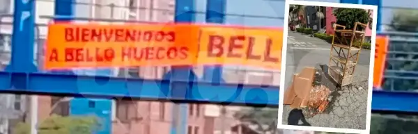 Este es el famoso hueco que hizo ruido en las calles de Bello