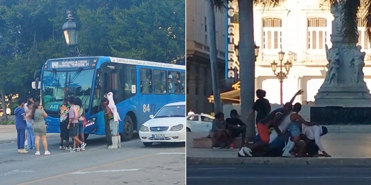 Escándalo en el Paseo del Prado: Jóvenes borrachos simulan actos sexuales y bloquean una guagua