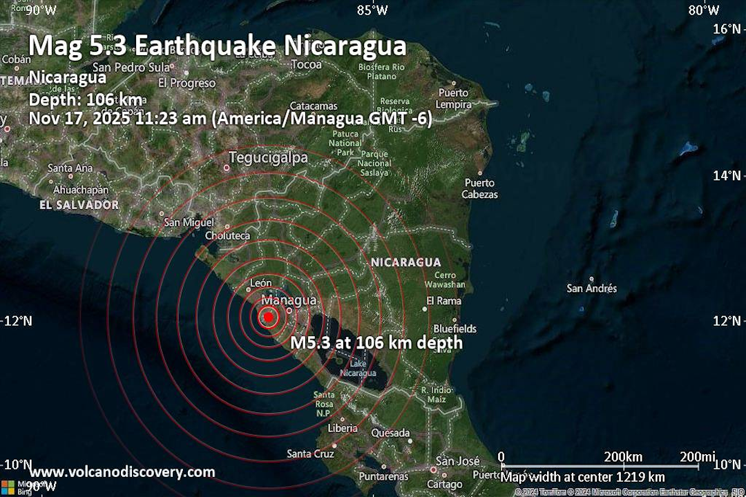 Sismo de 5.3 azota cerca de Managua