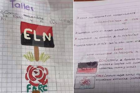 Indignación por docente que pidió a niños de primaria dibujar insignias del ELN y Farc